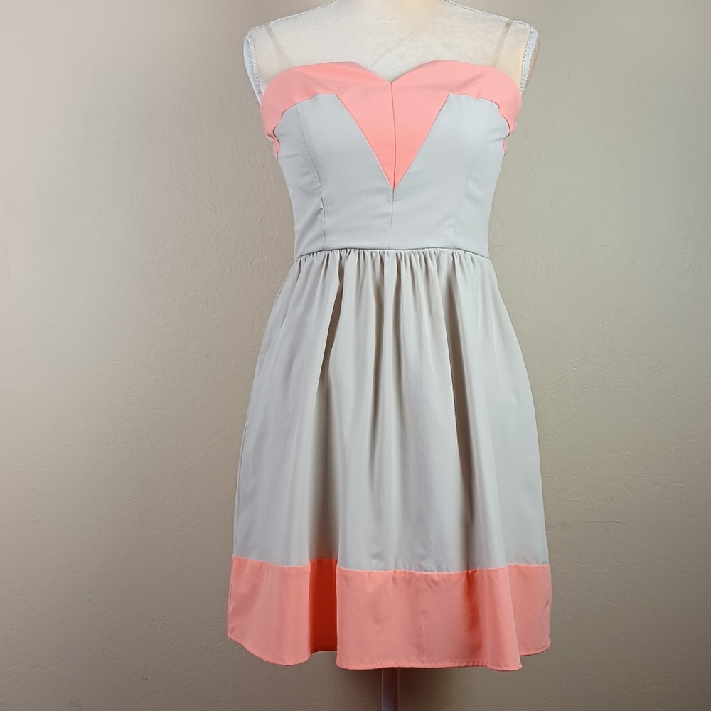 Maurices women's Beige and neon Orange‎ dress